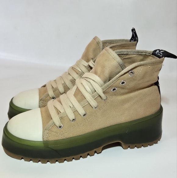 Zara Canvas Fabric High Top Platform Chunky Multicolor Sneakers Shoes Size EU 39 - Picture 3 of 15